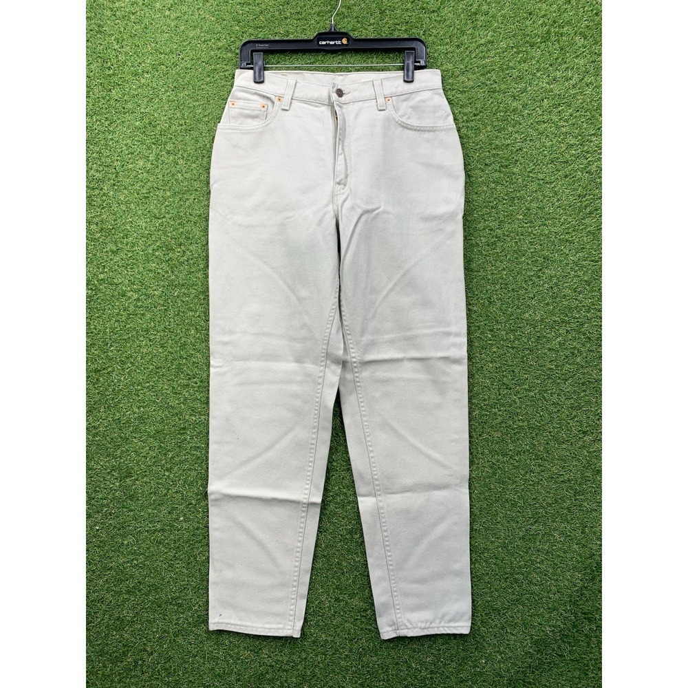 Levis 550 Jeans Womens 12 Reg M '92 Relaxed Taper White Denim Black Tab Workwear